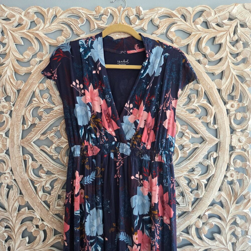 Isabel Maternity by Ingrid & Isabel Blue Pink floral Maternity dress size XXL - Picture 3 of 7